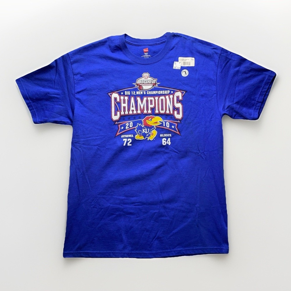 Vintage Kansas Jayhawks Big 12 Champions T Shirt 2010 KU Basketball Mens Large
